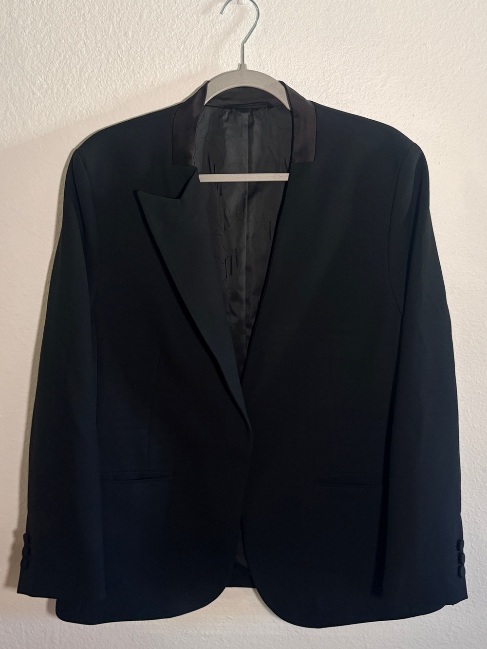 AllSaints Leigh Blazer Black Satin Lapel US 12 UK 16 EU 44.